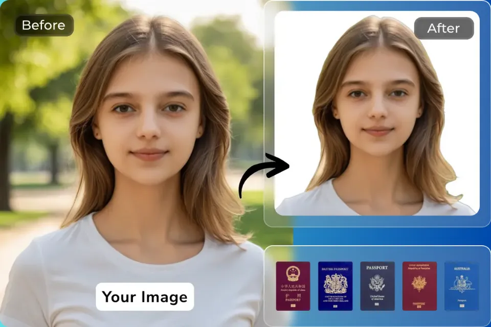 صانع صور جواز السفر مجاناً لأحجام عالمية