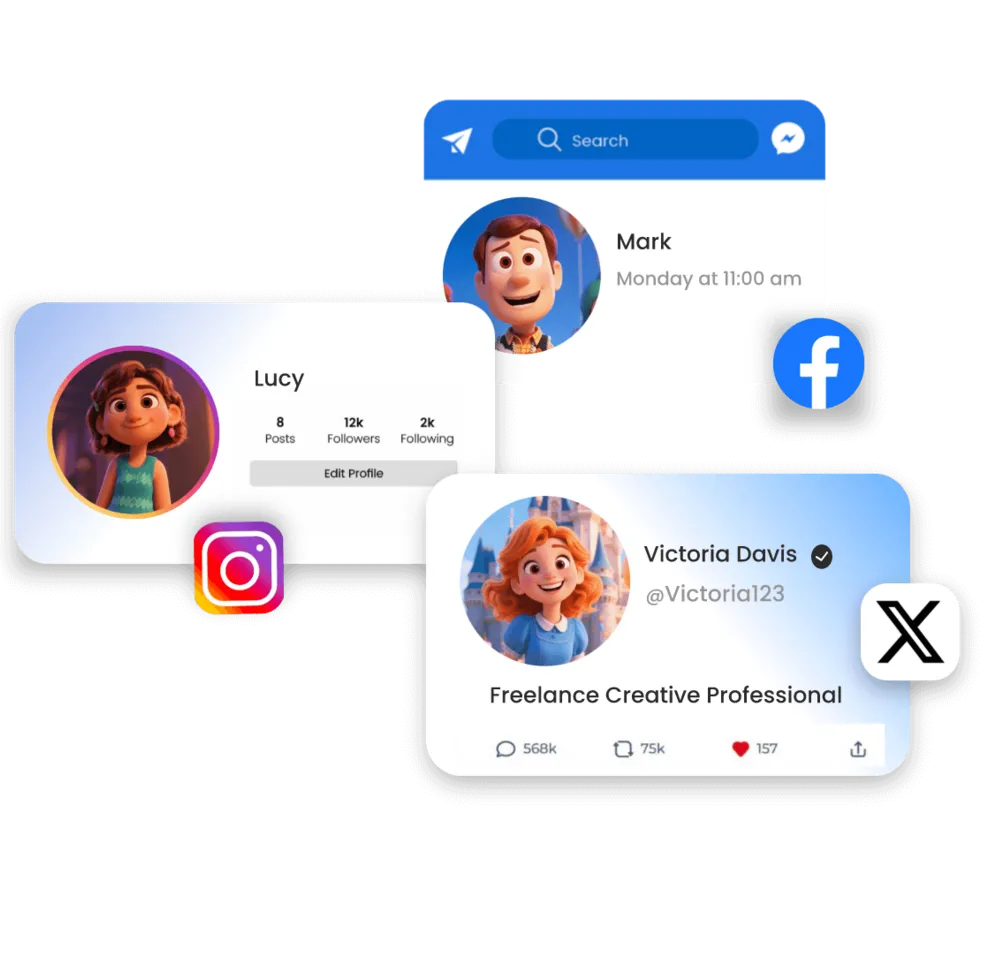 Comparte Arte Estilo Pixar en Redes Sociales