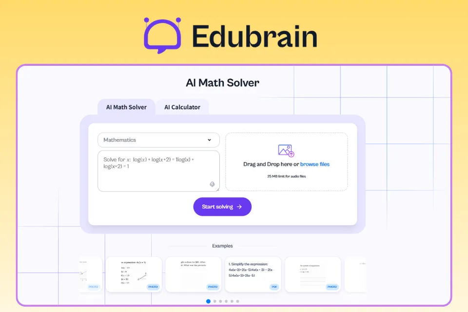 Edubrain AI 수학풀이기의 PPT 플래시카드 등 결과화면