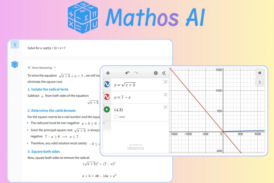PC에서 Mathos AI 이미지 입력·단계별 풀이 예시