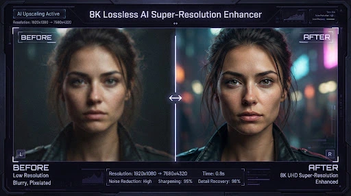 AI image enhancer before and after preview