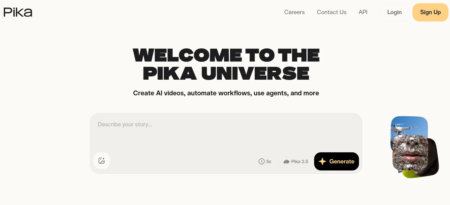 Pika 2.5 AI video oluşturucu örneği