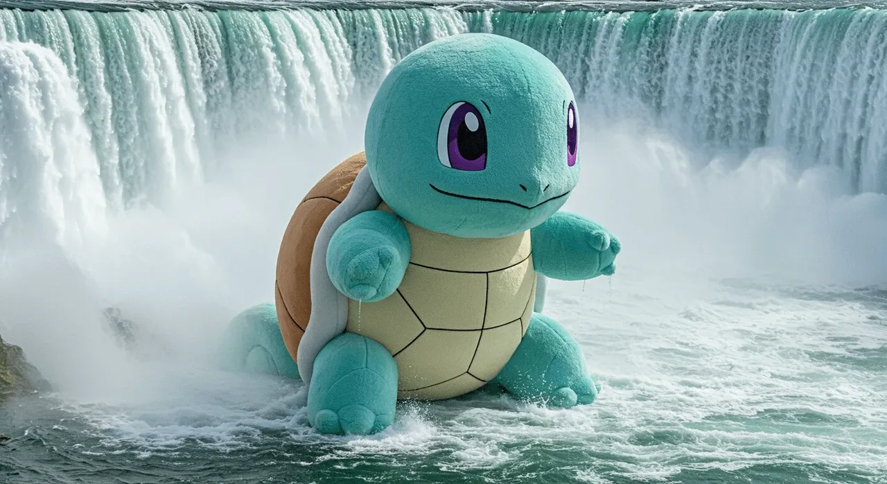 Taking a shower in a water falls