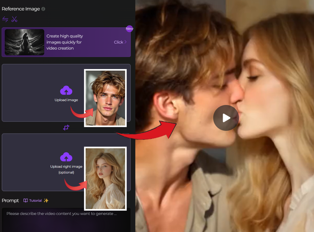 Créez Rapidement des Scènes d'Embrassade en Secondes avec le Générateur de Vidéos d'Embrassade IA