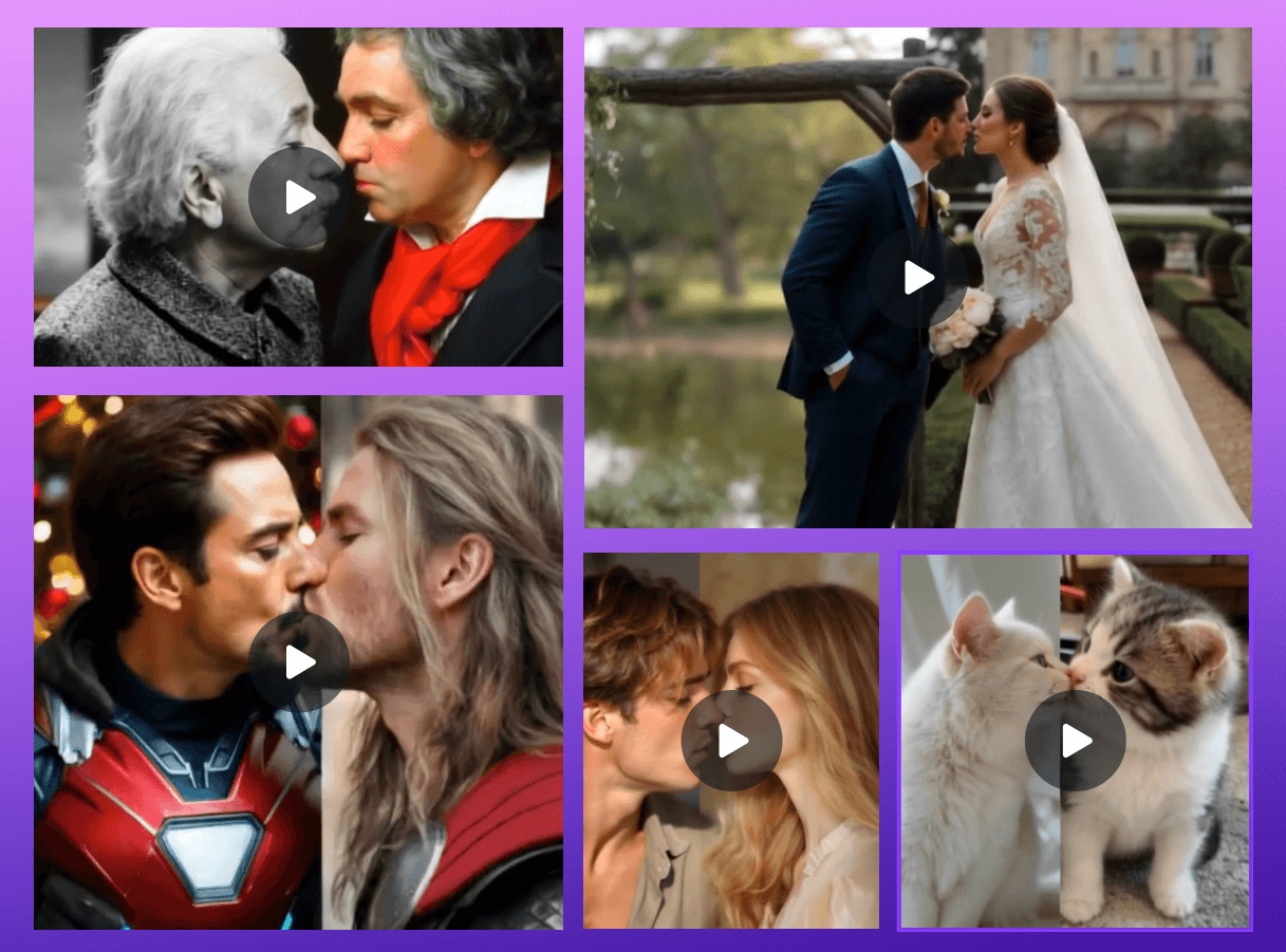 Créez Tout Style de Vidéo d'Embrassade avec le Générateur de Vidéos d'Embrassade IA